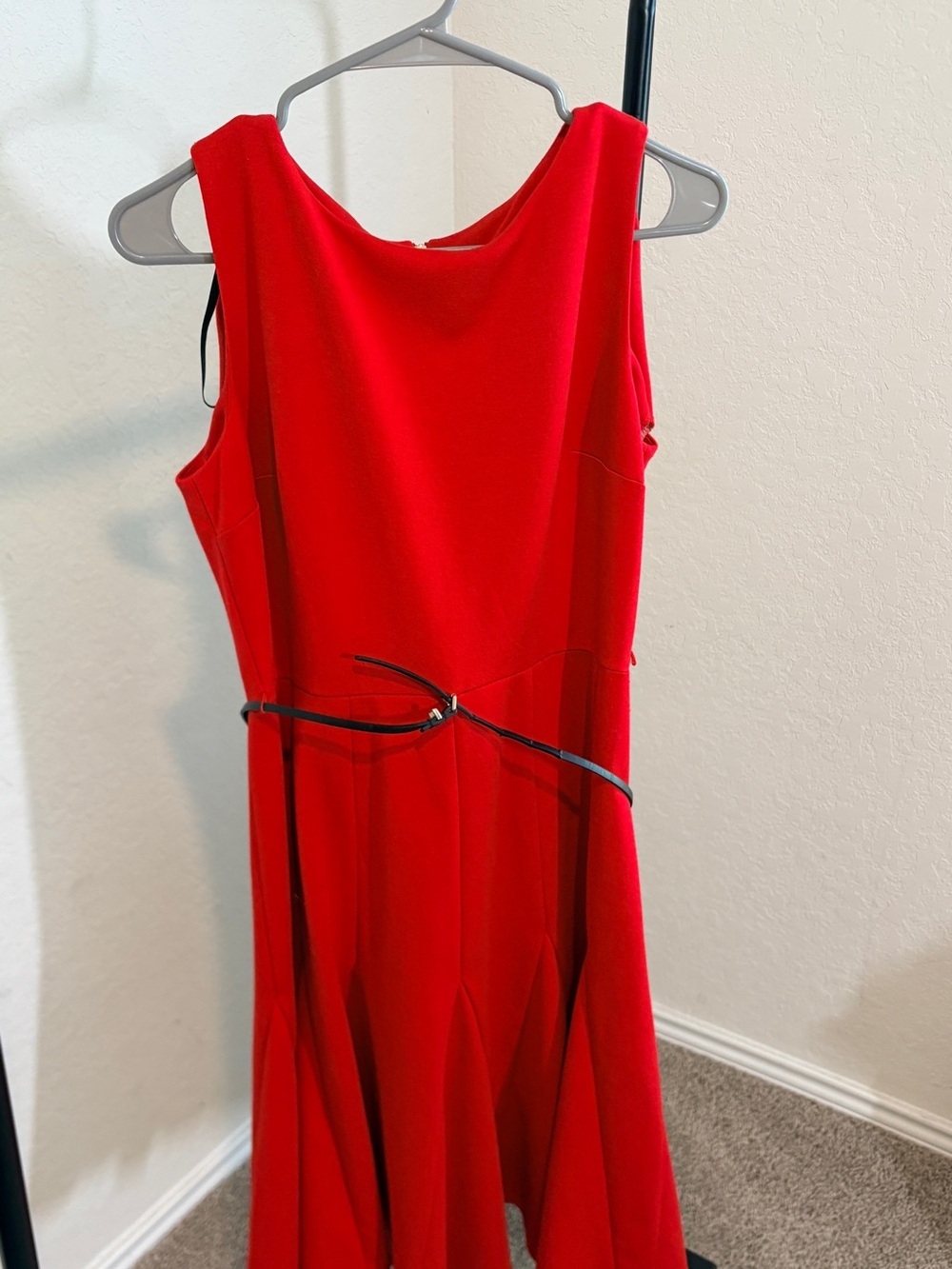 Calvin Klein Bright Red Sleeveless Fit-and-Flare Dress